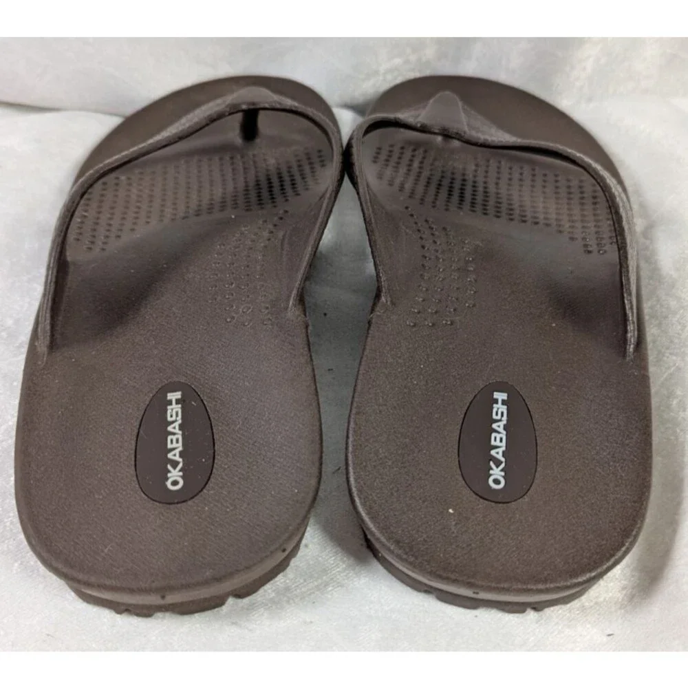 Okabashi Surf Men's LL 9-10 Brown Flip Flops Sandals Arch Support Made USA